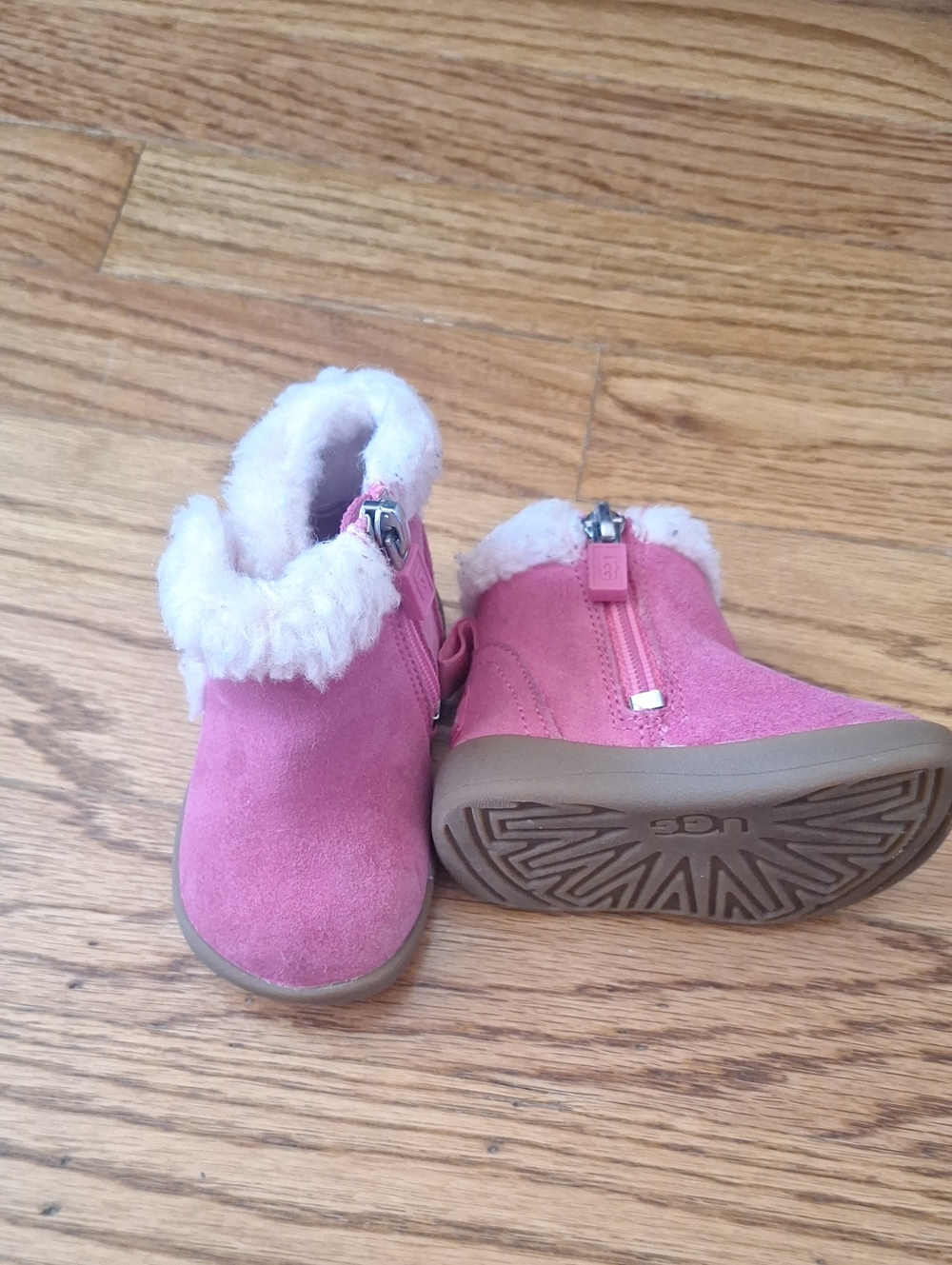 UGG Pink Mallya Fur-Lined Infant Suede Boots 2/3